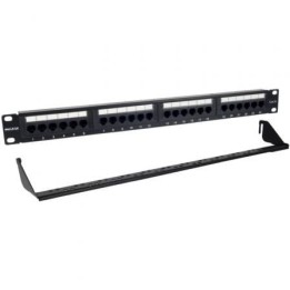 Patch Panel Phasak PU 2424 24P Cat.6 UTP 1U Dual Organizador Rack 19″ Aluminio Negro
