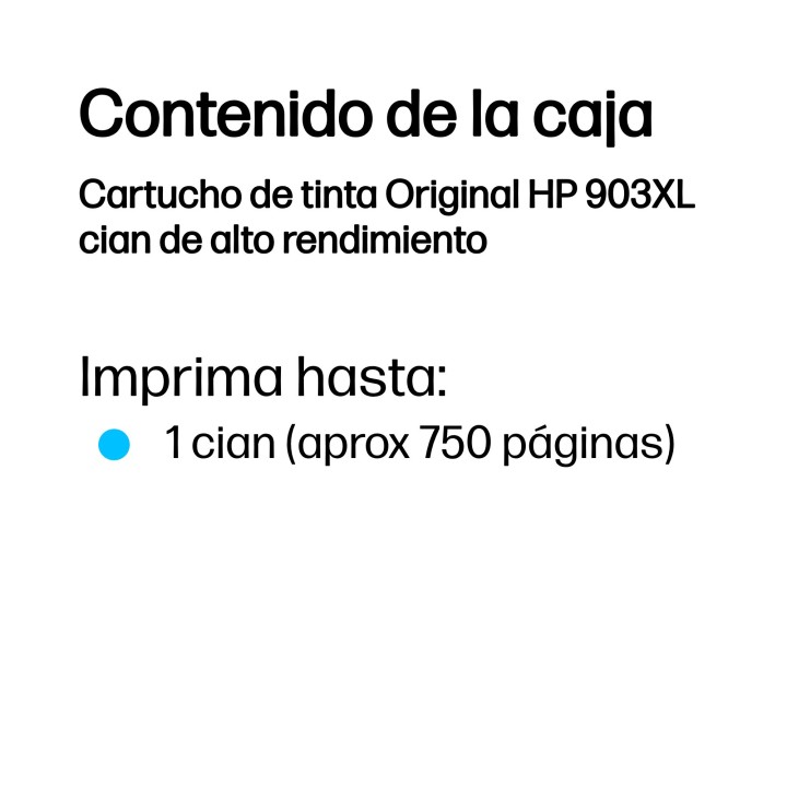 Tinta HP 903XL Cian 8.5ml 750 páginas (T6M03AE)