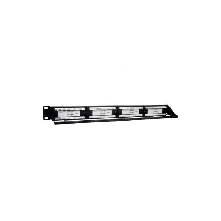 Patch Panel Phasak PU 2424 24P Cat.6 UTP 1U Dual Organizador Rack 19″ Aluminio Negro