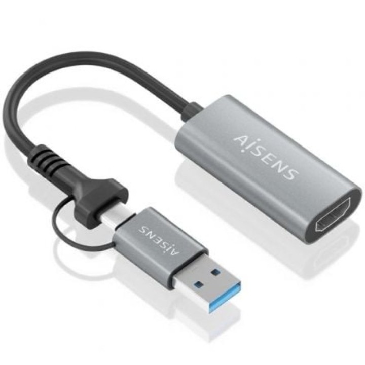 Conversor HDMI AISENS A109-0913 USB-A USB-C Macho HDMI 1080P 15cm Gris