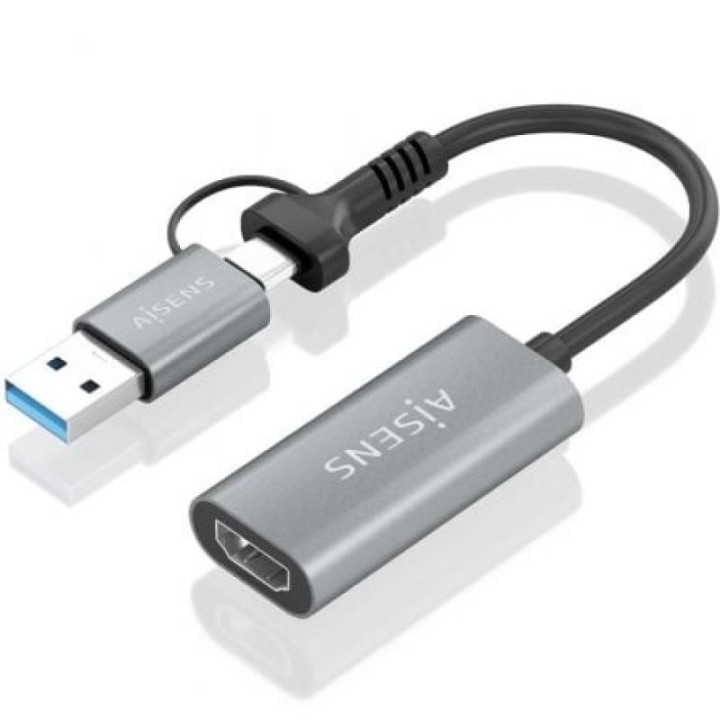 Conversor HDMI AISENS A109-0913 USB-A USB-C Macho HDMI 1080P 15cm Gris