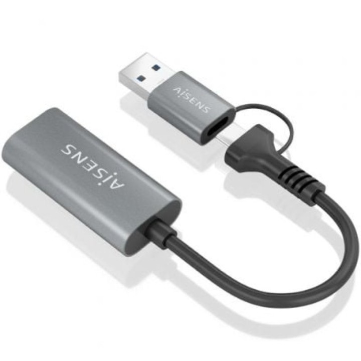 Conversor HDMI AISENS A109-0913 USB-A USB-C Macho HDMI 1080P 15cm Gris