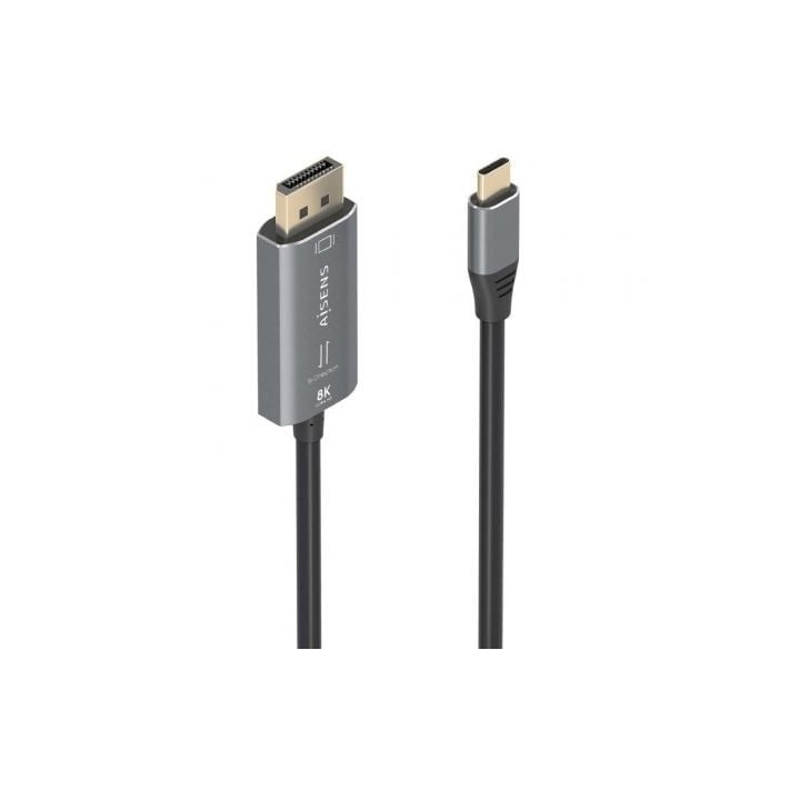 Cable Conversor AISENS A109-0880 USB-C/DisplayPort 8K 1.8m Negro bidireccional aluminio