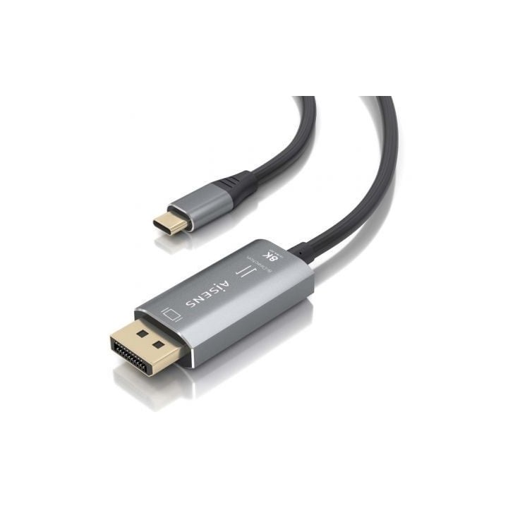 Cable Conversor AISENS A109-0880 USB-C/DisplayPort 8K 1.8m Negro bidireccional aluminio