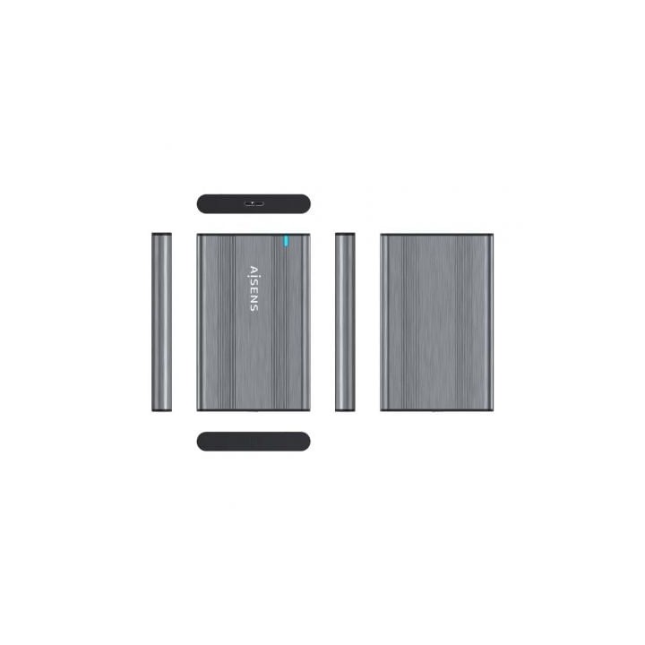Caja Externa 2.5″ AISENS ASE-2526GR Aluminio Gris USB 3.1 SATA Instalación Sin Tornillos