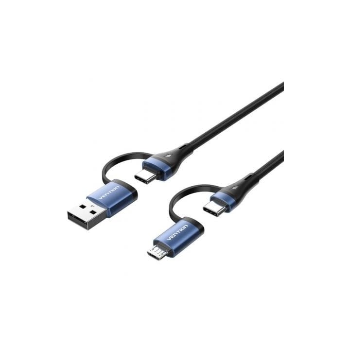 Cable USB Vention CTLLF 4 en 1 100W 1m Negro y Azul