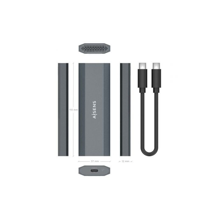 Caja Externa M.2 NVMe AISENS ASM2-029GR Aluminio Gris USB 3.2 Gen2 Sin tornillos Plug and Play