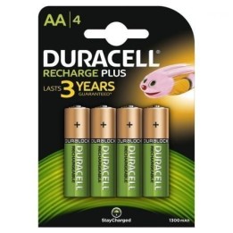 Pila AA Duracell HR6-B 1300mAh Recargable NiMH Pack 4 Multicolor