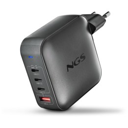 Cargador de pared NGS BUD 165W 4 Puertos 3 USB-C 1 USB-A Carga rápida Negro