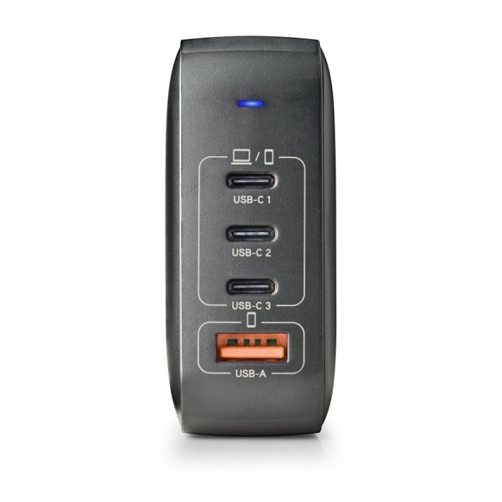 Cargador de pared NGS BUD 165W 4 Puertos 3 USB-C 1 USB-A Carga rápida Negro