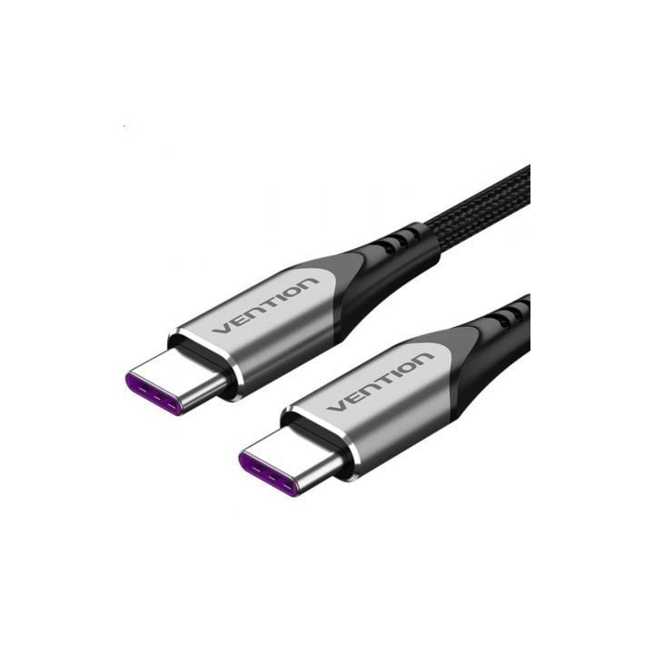 Cable USB-C Vention TAEHG 1.5m 100W 480Mbps Gris Reforzado Nylon