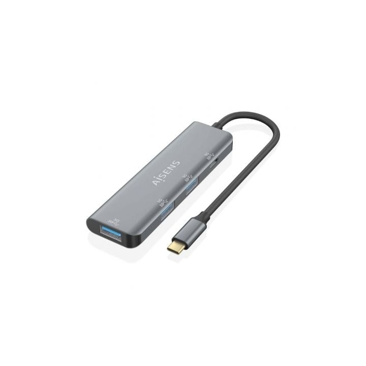 Hub AISENS 4 puertos USB 3.2 Gen1 5Gbps modelo A109-0762 Slim Plug&Play Gris