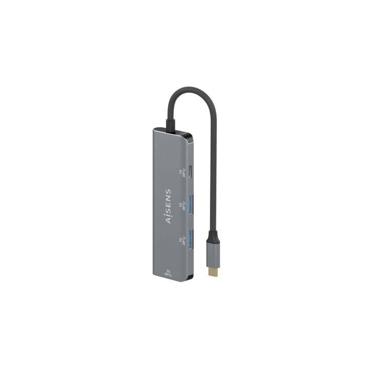 Hub AISENS 4 puertos USB 3.2 Gen1 5Gbps modelo A109-0762 Slim Plug&Play Gris
