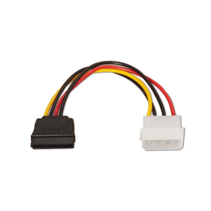 Cable alimentación SATA AISENS A131-0158 16cm 100% cobre Molex 4pin a SATA 15p hembra