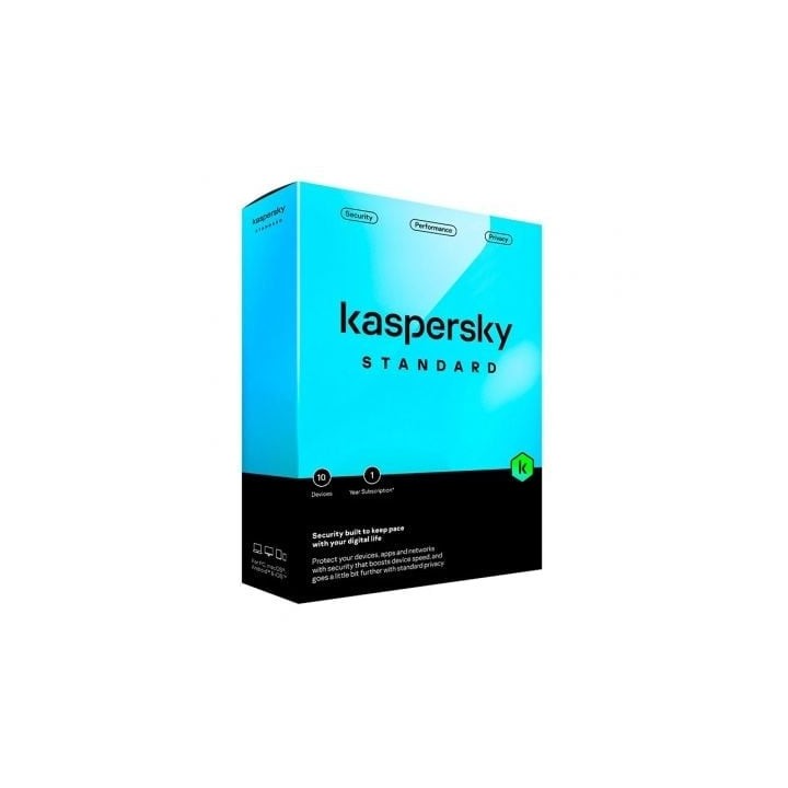 Antivirus Kaspersky Standard 10 Dispositivos 1 licencia Soporte físico optimización PC