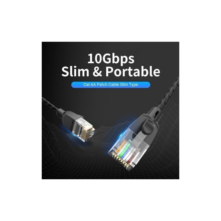 Cable de red Vention IBIBJ Cat.6A 5m chapado en oro negro