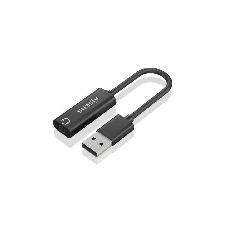 Tarjeta de sonido AISENS A106-0770 USB-A Jack 3.5 mm 48KHz 0,1m Negro