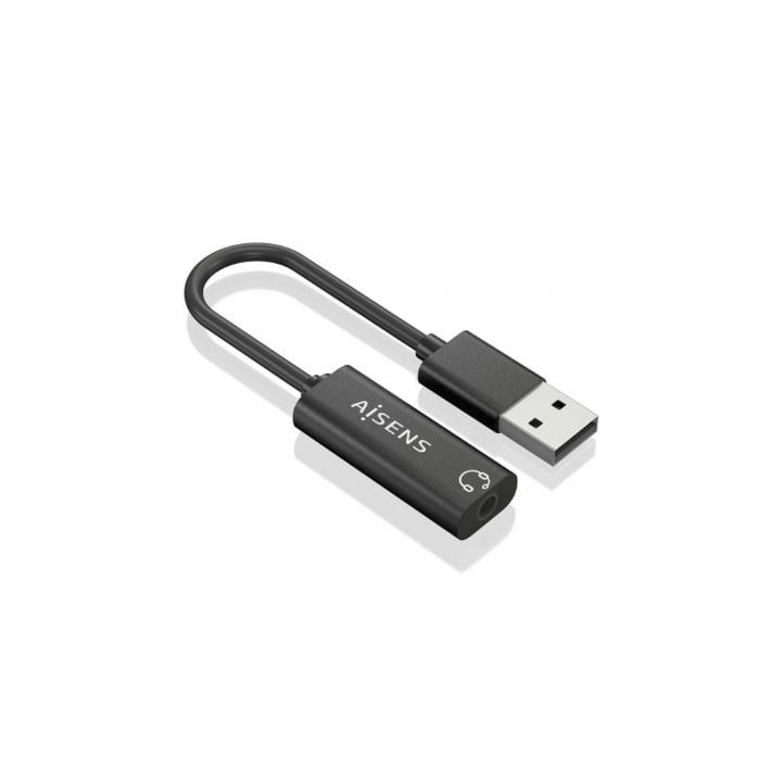 Tarjeta de sonido AISENS A106-0770 USB-A Jack 3.5 mm 48KHz 0,1m Negro