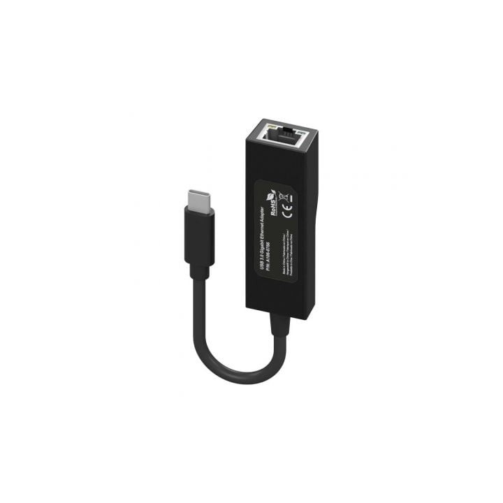 Conversor AISENS USB3.1 Gen1 USB-C a Ethernet Gigabit 1000Mbps 11cm Negro