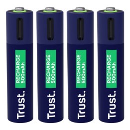 Pila recargable Trust 25671 AAA 500mAh USB-C LED 1h 4 unidades NiMH