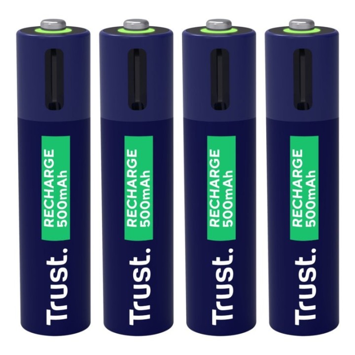 Pila recargable Trust 25671 AAA 500mAh USB-C LED 1h 4 unidades NiMH