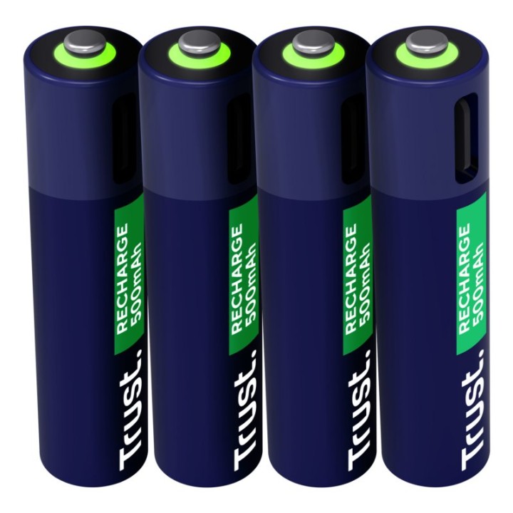 Pila recargable Trust 25671 AAA 500mAh USB-C LED 1h 4 unidades NiMH