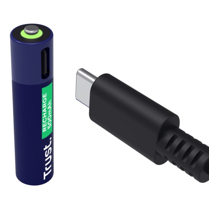 Pila recargable Trust 25671 AAA 500mAh USB-C LED 1h 4 unidades NiMH