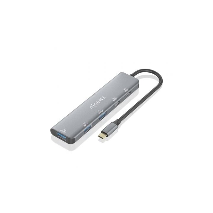 Hub AISENS 5 puertos 5Gbps modelo A109-0857 USB-C Power Delivery 100W gris
