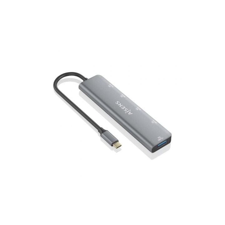 Hub AISENS 5 puertos 5Gbps modelo A109-0857 USB-C Power Delivery 100W gris