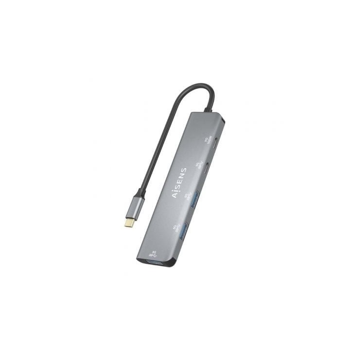 Hub AISENS 5 puertos 5Gbps modelo A109-0857 USB-C Power Delivery 100W gris