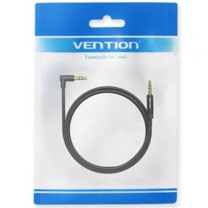 Cable Estéreo Vention BAKBF-T Jack 3.5mm Macho-Macho 1m Plano Ángulo Recto Negro