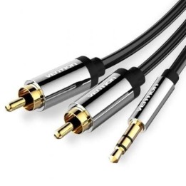 Cable estéreo Vention BCFBH 2m 3.5mm macho a 2x RCA macho chapado en oro negro