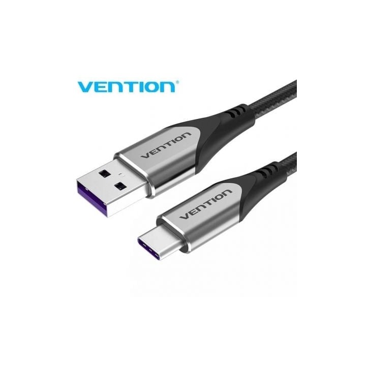 Cable USB 2.0 Vention COFHH 2m Gris Tipo-C/USB, 100W, hasta 5A, 480Mbps, Nylon