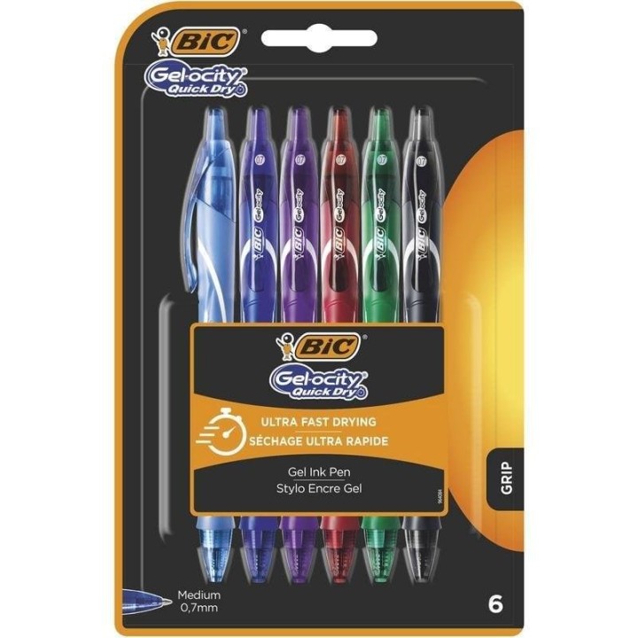 Bolígrafo de gel Bic Gelocity Quick Dry retráctil grip 0,7 mm surtido
