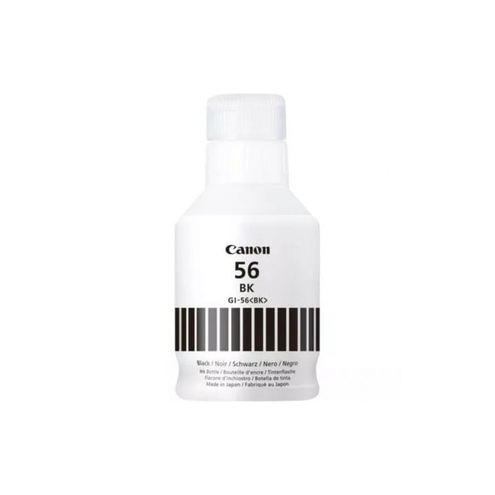 Botella de Tinta Canon GI-56BK Negra Original 170ml Alto rendimiento 6000 páginas