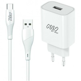 Cargador de pared MYWAY MYWEPAK0002 1xUSB 15W + Cable USB Tipo-C 1.2m Blanco