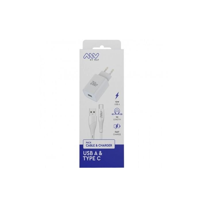 Cargador de pared MYWAY MYWEPAK0002 1xUSB 15W + Cable USB Tipo-C 1.2m Blanco