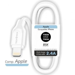Cable USB 2.0 Lightning Tech One Tech TEC2902 1m 2.4A Blanco carga rápida