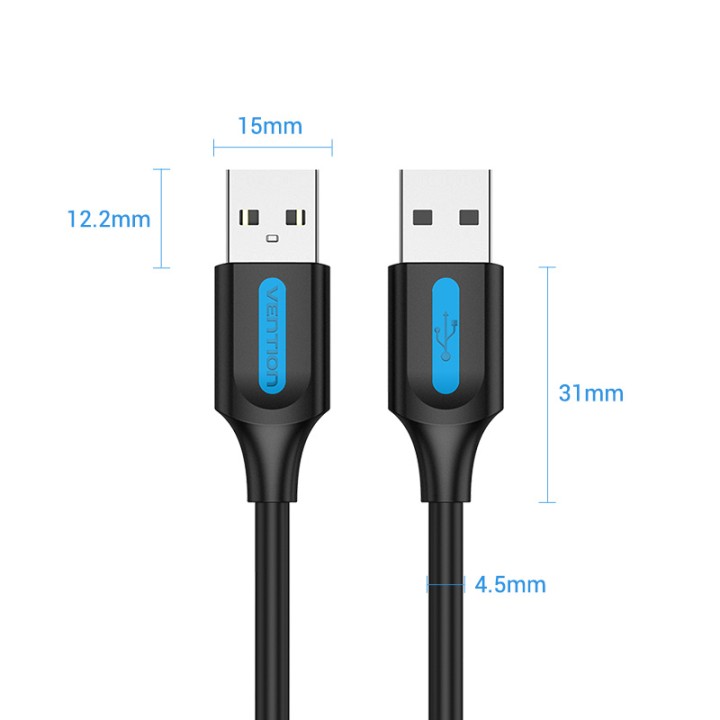 Cable USB Vention COJBH USB-A macho 2.0 480Mbps 2m negro