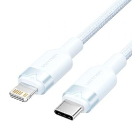 Cable Vention LALSF USB-C Lightning 1m Azul 27W 480Mbps Algodón Trenzado