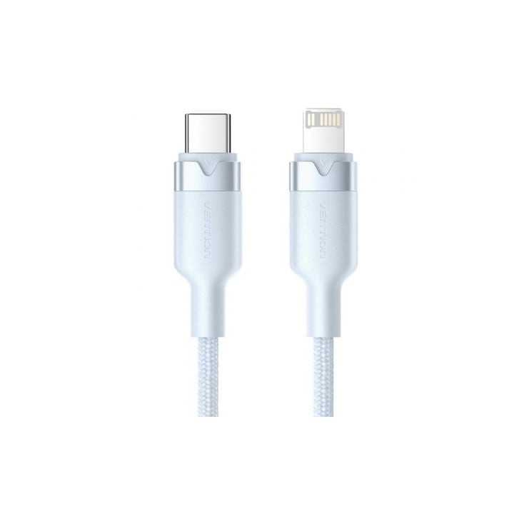 Cable Vention LALSF USB-C Lightning 1m Azul 27W 480Mbps Algodón Trenzado