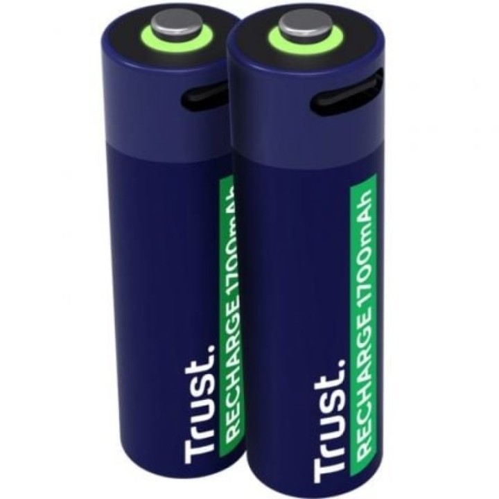Pila AA Trust 25584 Recargable Pack 2 Unidades 1700mAh USB-C 2h Carga LED