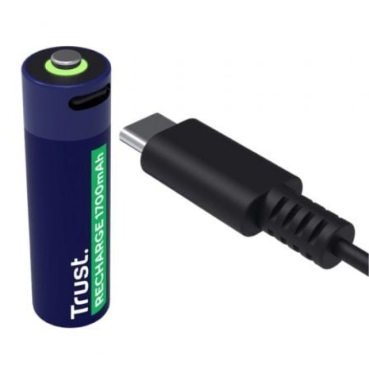 Pila AA Trust 25584 Recargable Pack 2 Unidades 1700mAh USB-C 2h Carga LED