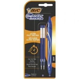 Bolígrafo Bic Gelocity Quick Dry 951757 azul con 2 recambios y secado rápido
