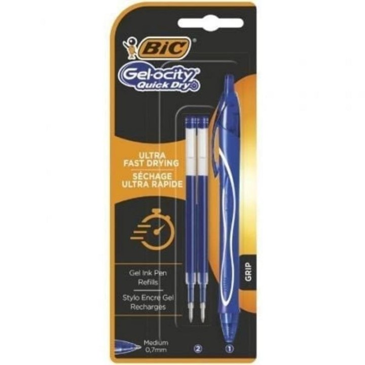 Bolígrafo Bic Gelocity Quick Dry 951757 azul con 2 recambios y secado rápido
