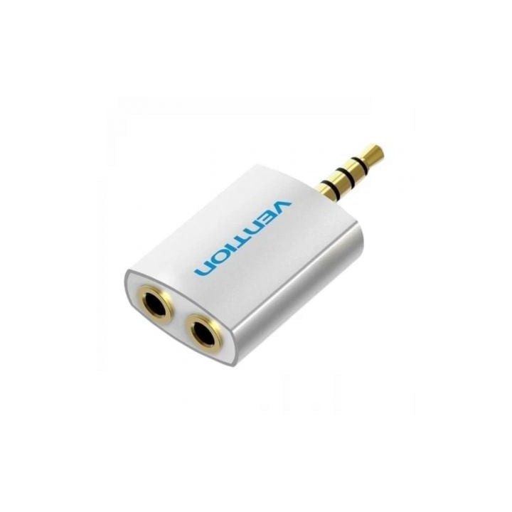 Adaptador Audio Vention BDAW0 Jack 3.5mm Macho a 2x Jack 3.5mm Hembra Blanco Aluminio
