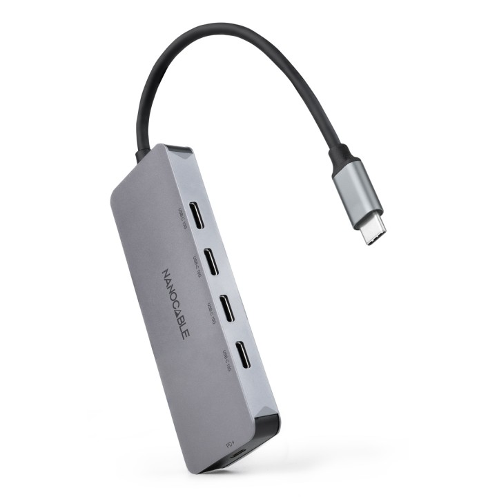 Hub Nanocable USB-C a 4xUSB-C DP 100W Gris (10.16.4505)