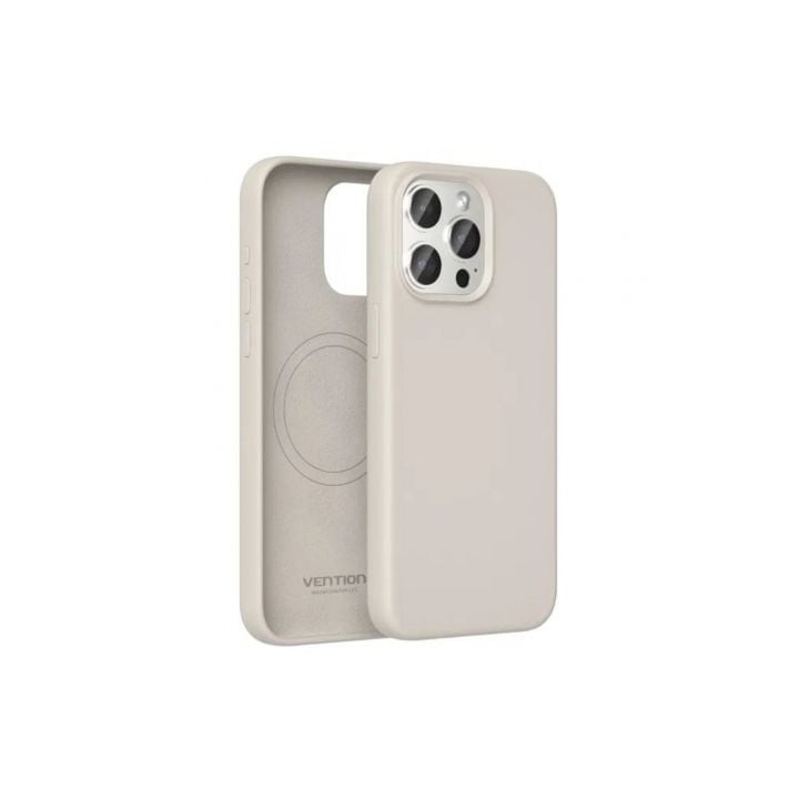 Funda silicona Vention KUFM0-40 MagSafe iPhone 15 Pro Max Gris microfibra e imán N52*38