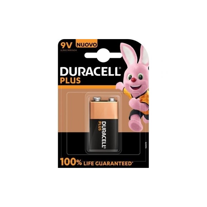 Pila Duracell Plus MN1604 9V Alcalina alta capacidad y larga duración