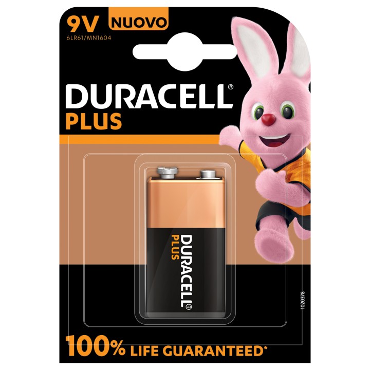 Pila Duracell Plus MN1604 9V Alcalina alta capacidad y larga duración